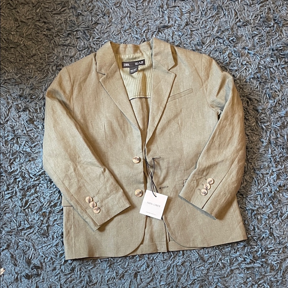 Kids Green Linen Blazer